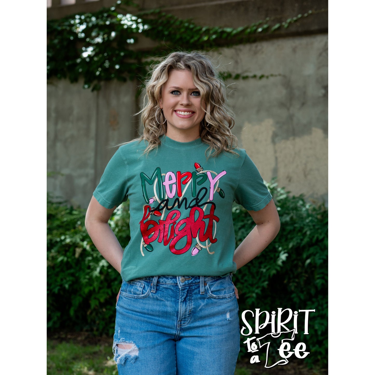 Merry & Bright - Comfort Colors Christmas Tee