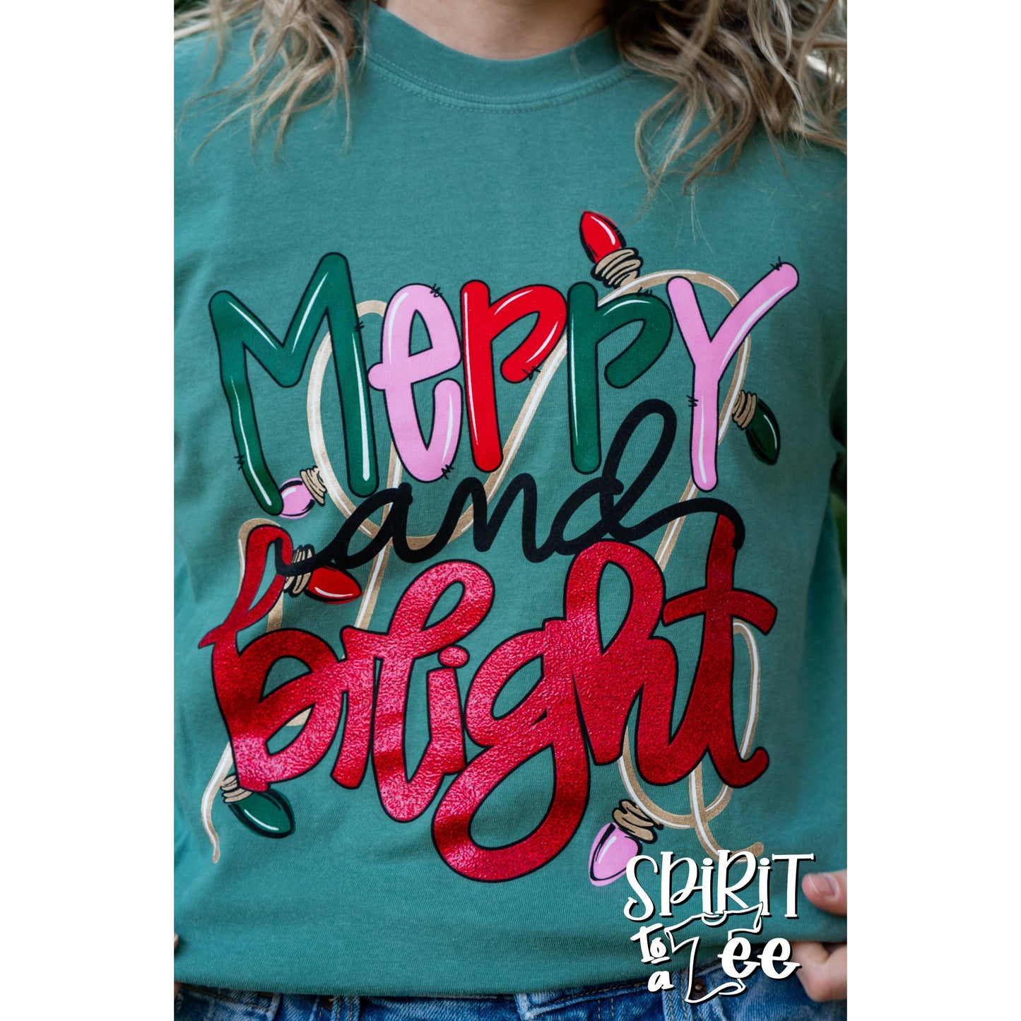 Merry & Bright - Comfort Colors Christmas Tee