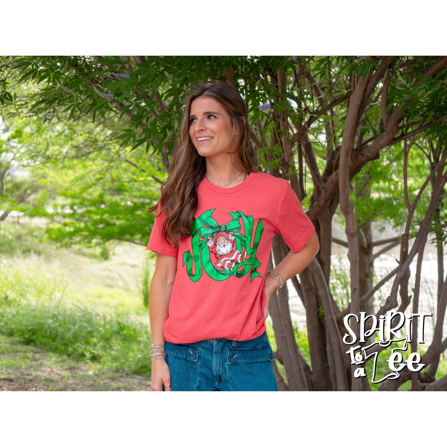 Joy Ribbon with Santa - Christmas Tee