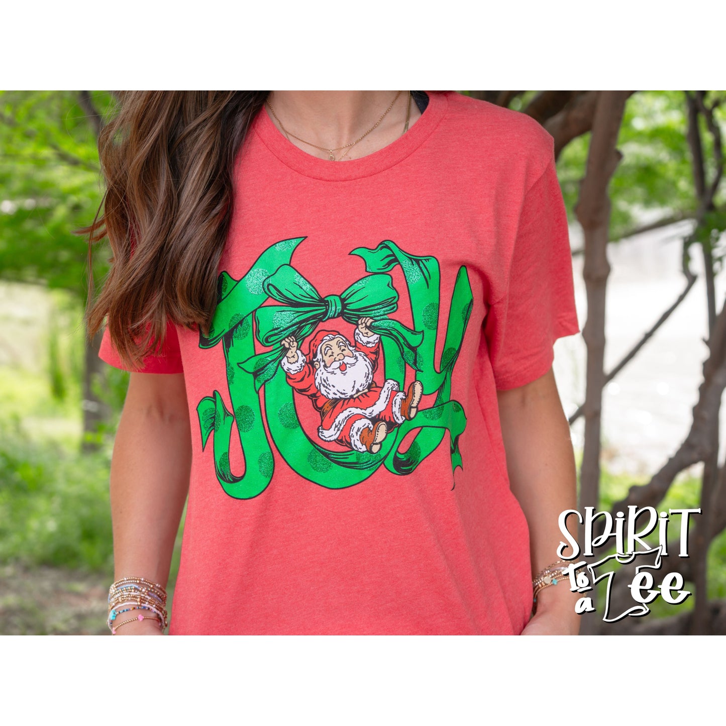 Joy Ribbon with Santa - Christmas Tee