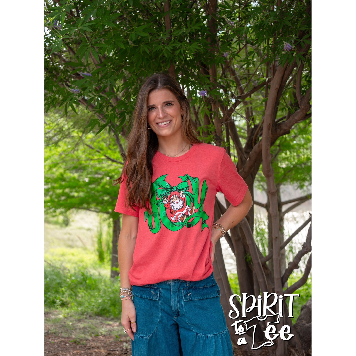 Joy Ribbon with Santa - Christmas Tee