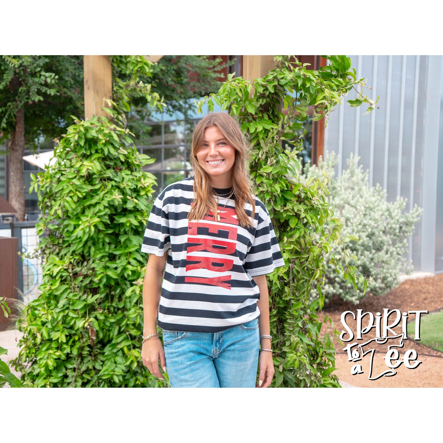 Merry Striped Christmas Tee