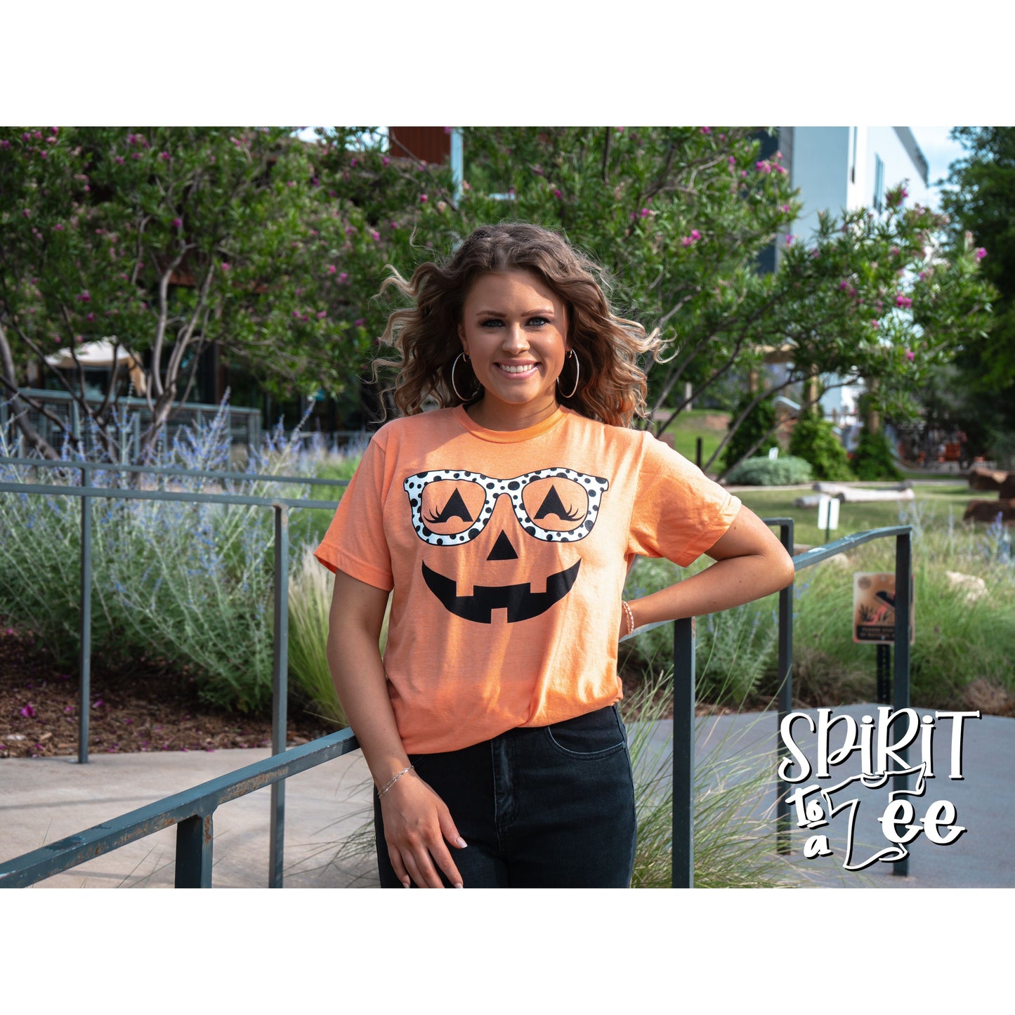 Jack O' Lantern Polka Dot Glasses - Halloween Tee