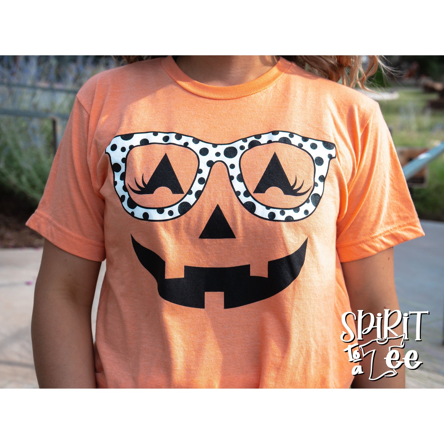 Jack O' Lantern Polka Dot Glasses - Halloween Tee