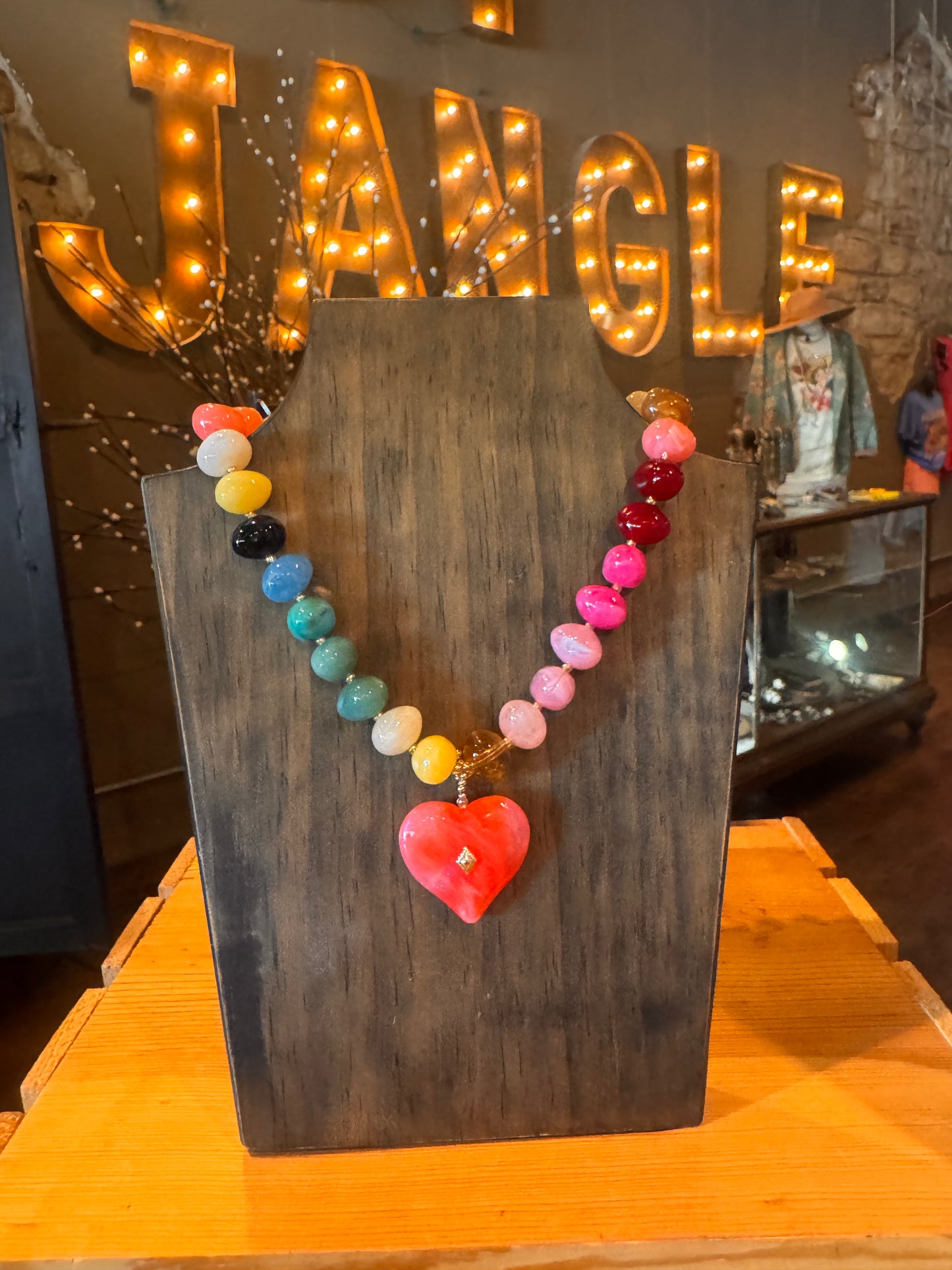 Multi Beaded Necklace with Heart