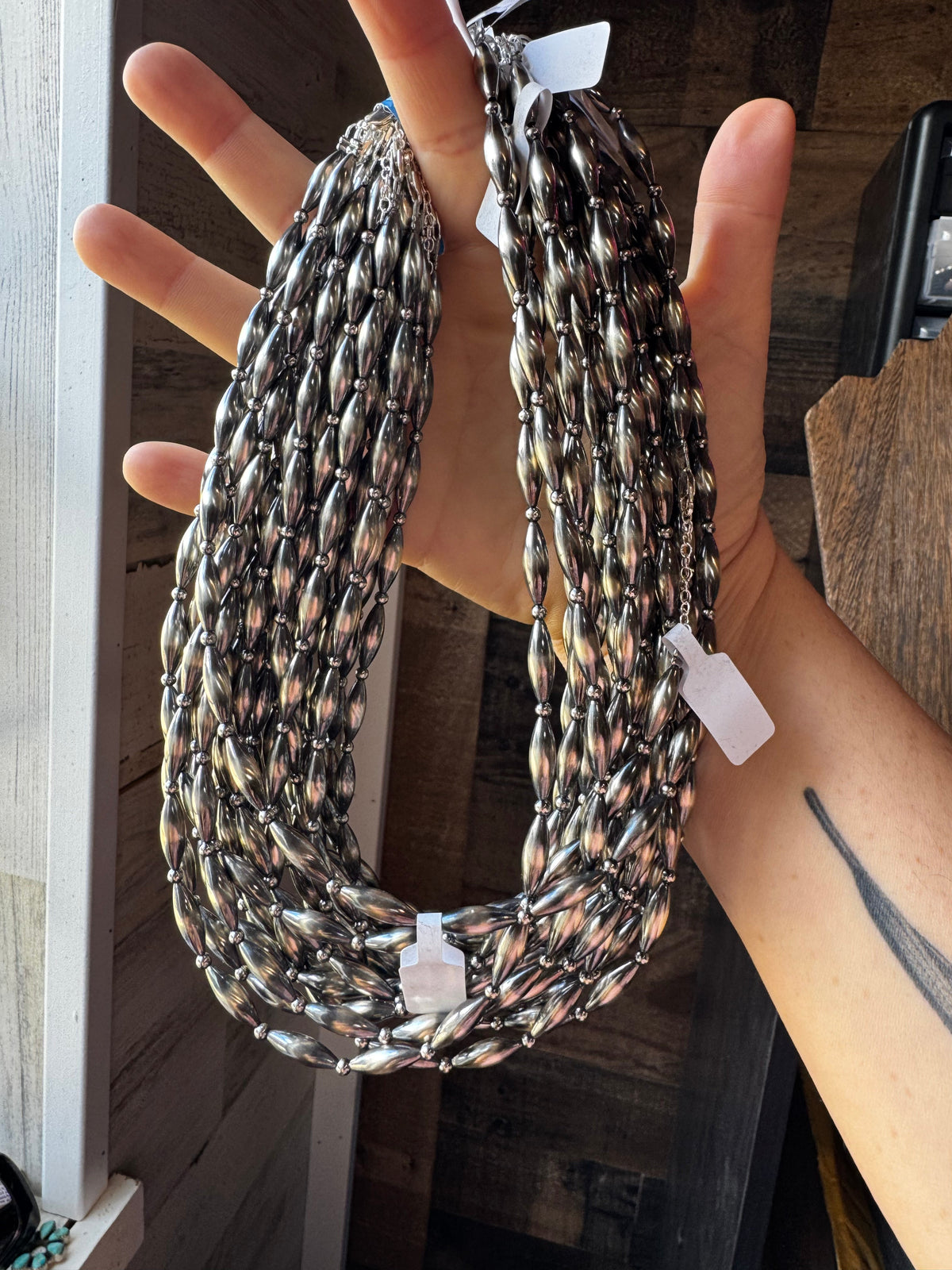 17 inch Torpedo Sterling Silver Pearls