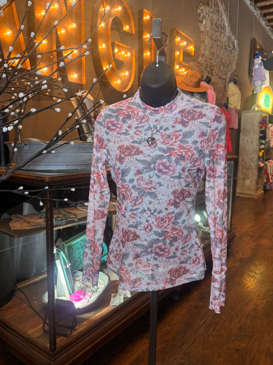 Floral Mesh Top
