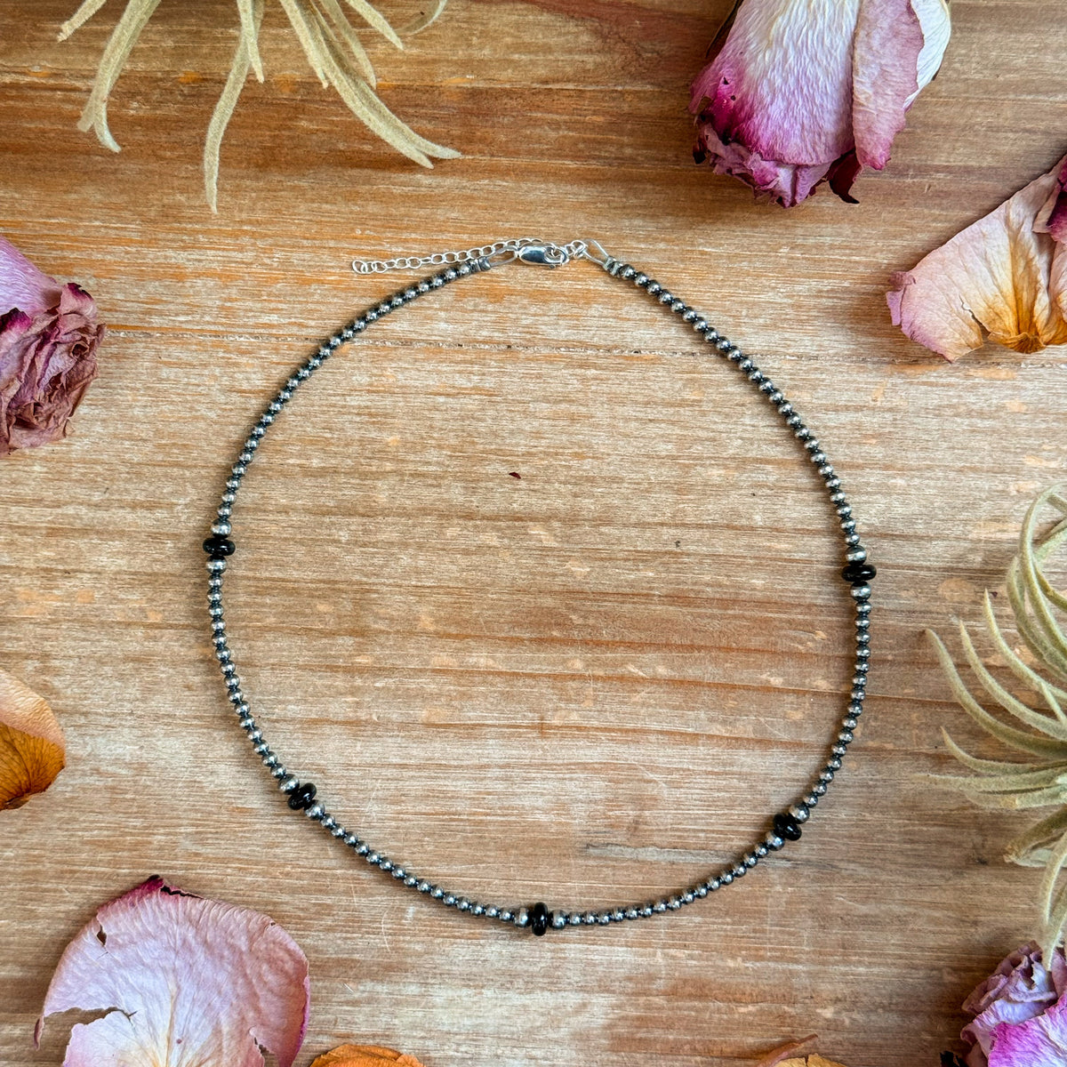 Sterling Silver Pearl & Black Onyx Necklace – 15”