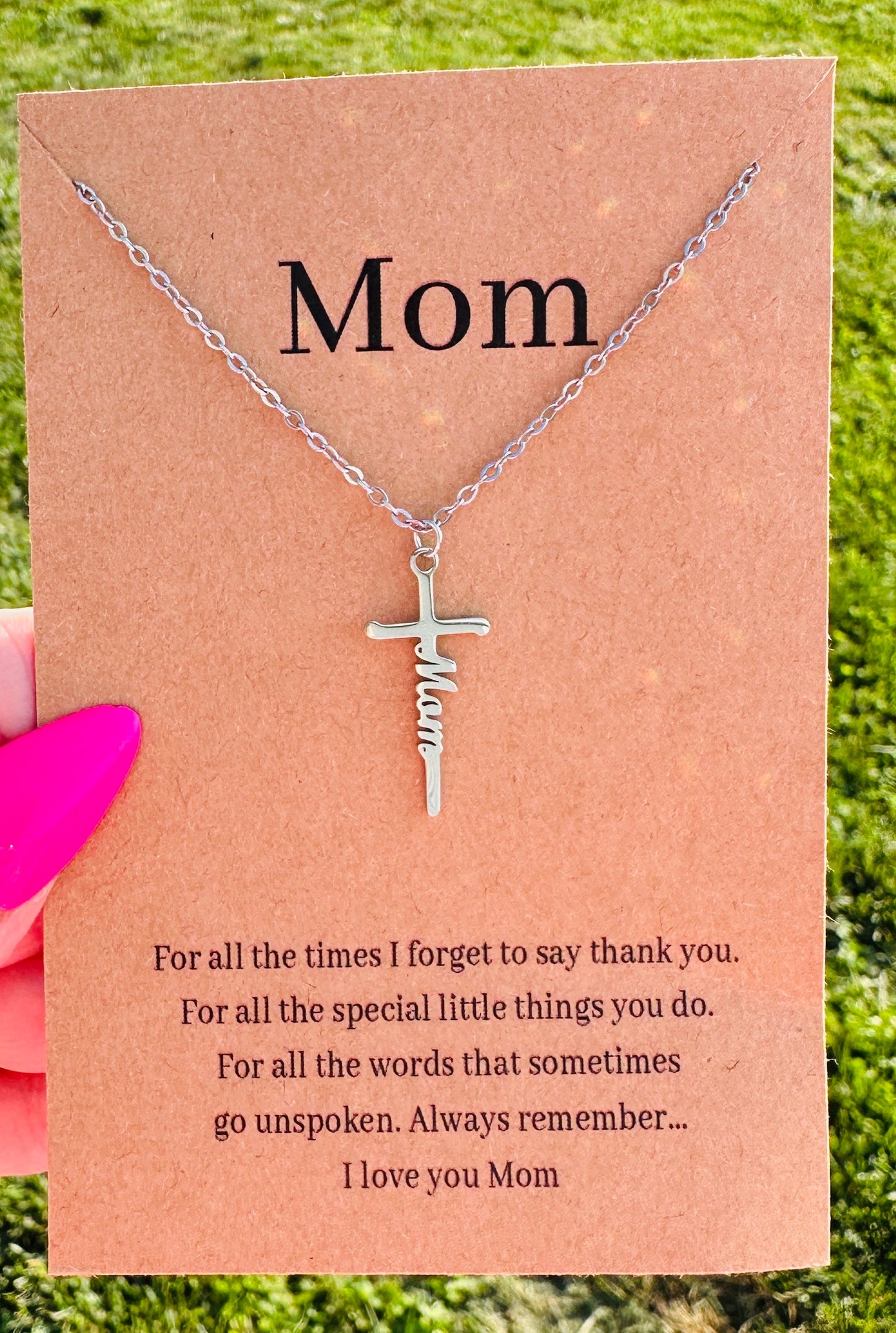 Waterproof Mom Cross Necklace