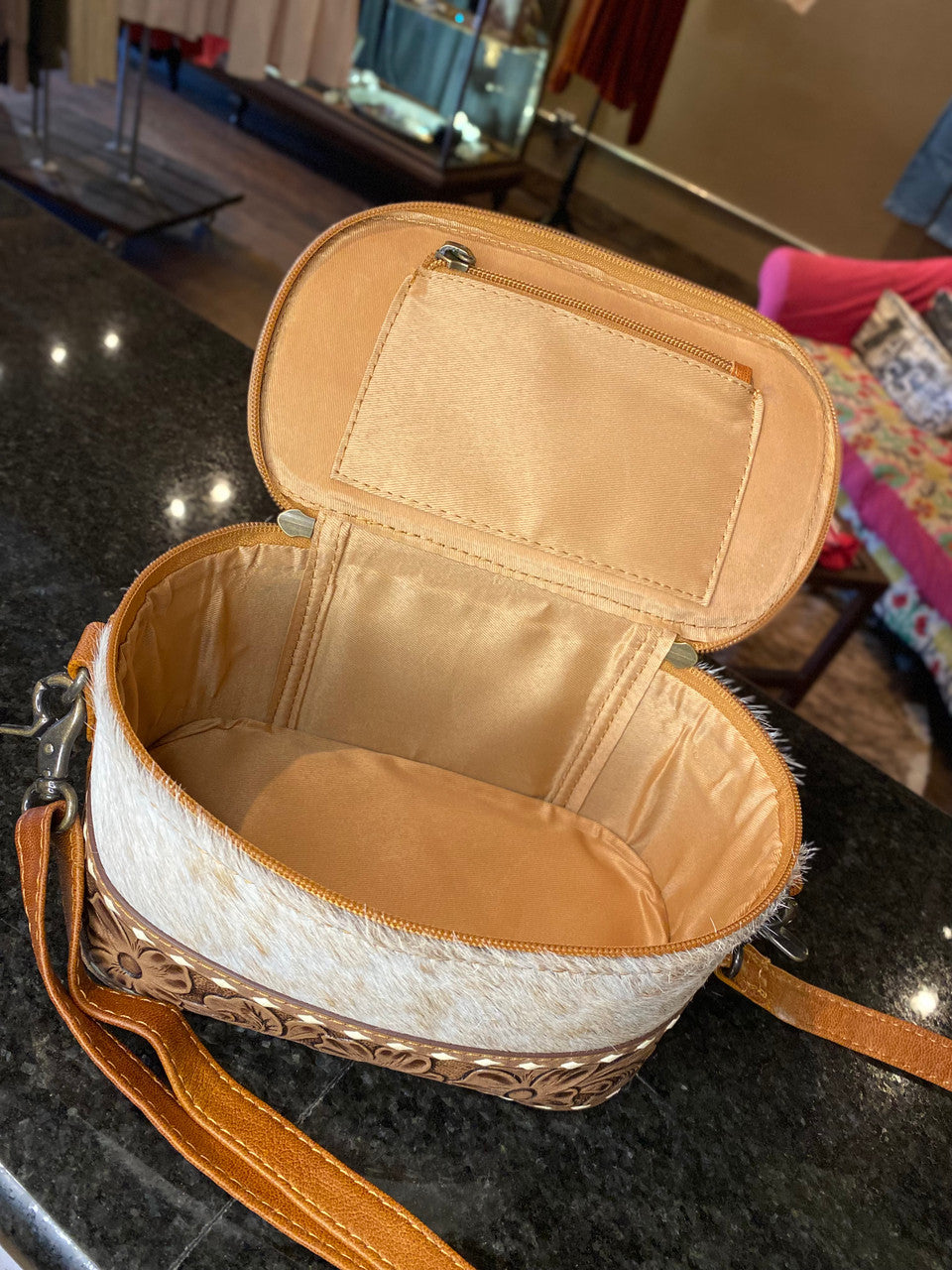 Cowhide Makeup Bag