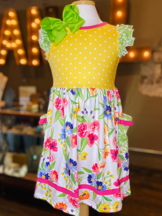 Yellow Dots and Floral Dress