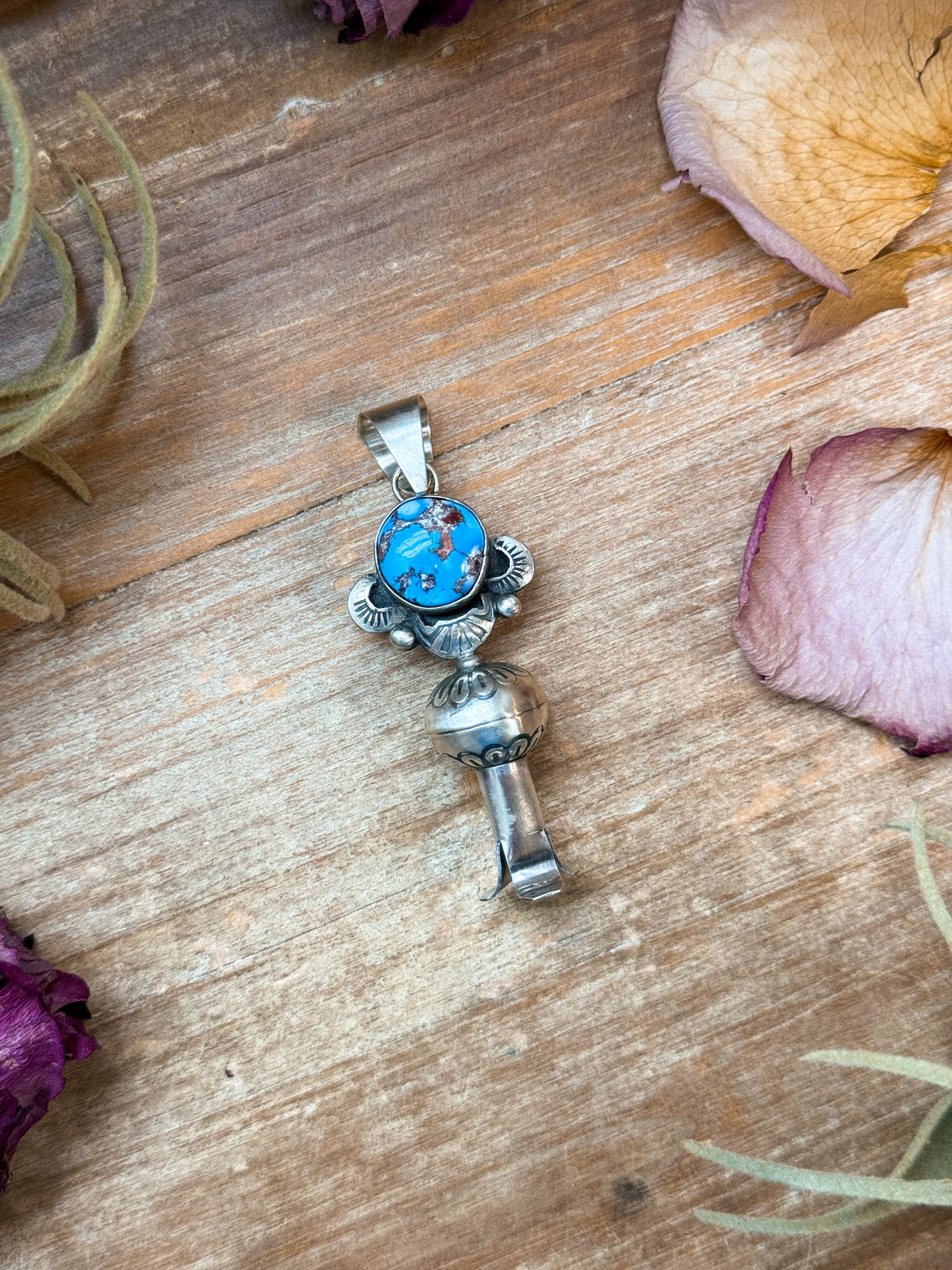 Sterling Silver Golden Hill Turquoise Blossom Pendant