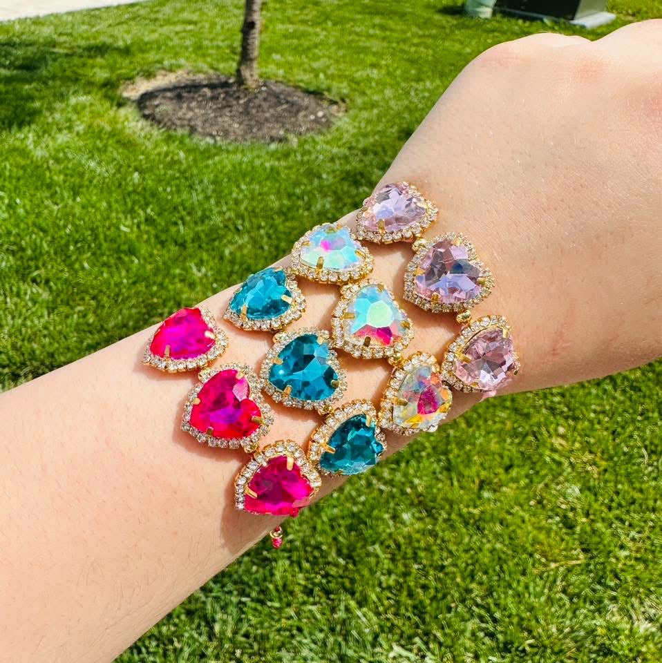Crystal Halo Heart Adjustable Bracelet