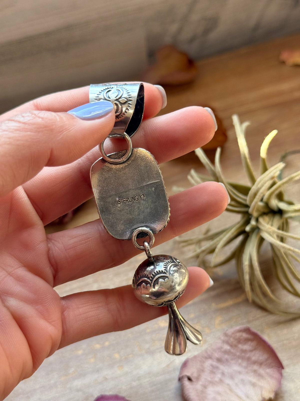 Sterling Silver Blue Dream Turquoise Blossom Pendant –  Handmade by Artist Jason Ogg