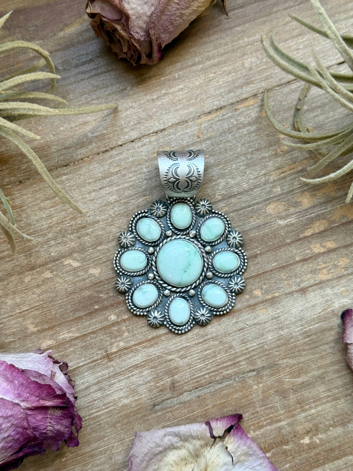 Sterling Silver Paloma Variscite Cluster Pendant – Handmade by Artist Shay Pfeiffer