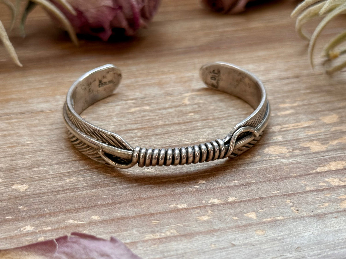 Sterling Silver Hudson Feather Cuff – Fits 6” Wrist – Handmade by Artist Jason Ogg