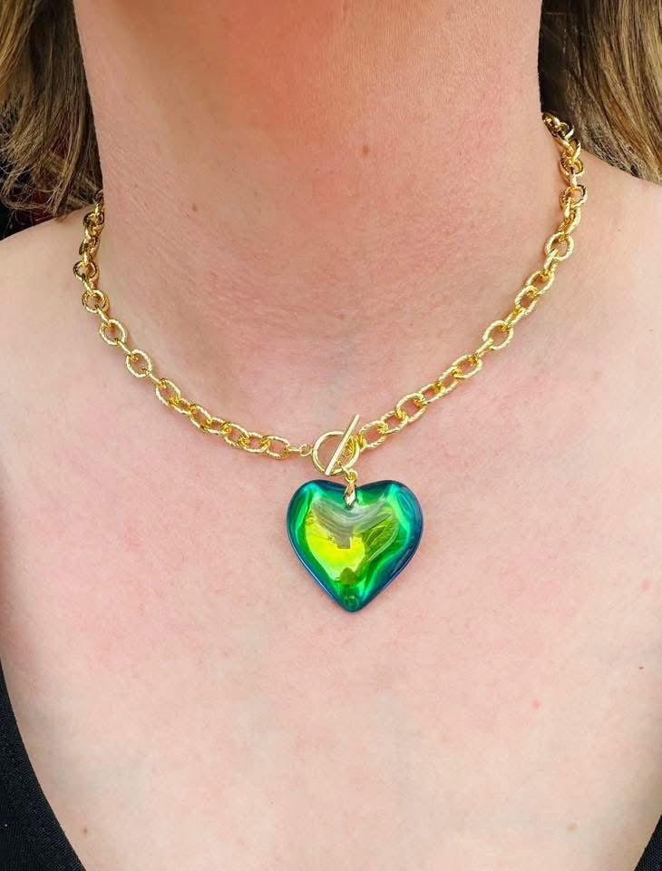 Prism Heart Toggle Necklace- 5 Colors