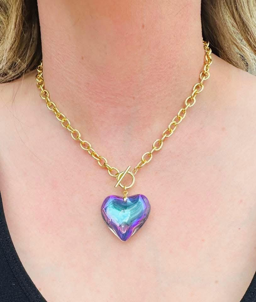 Prism Heart Toggle Necklace- 5 Colors