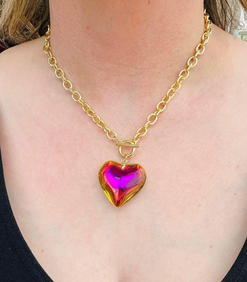 Prism Heart Toggle Necklace- 5 Colors