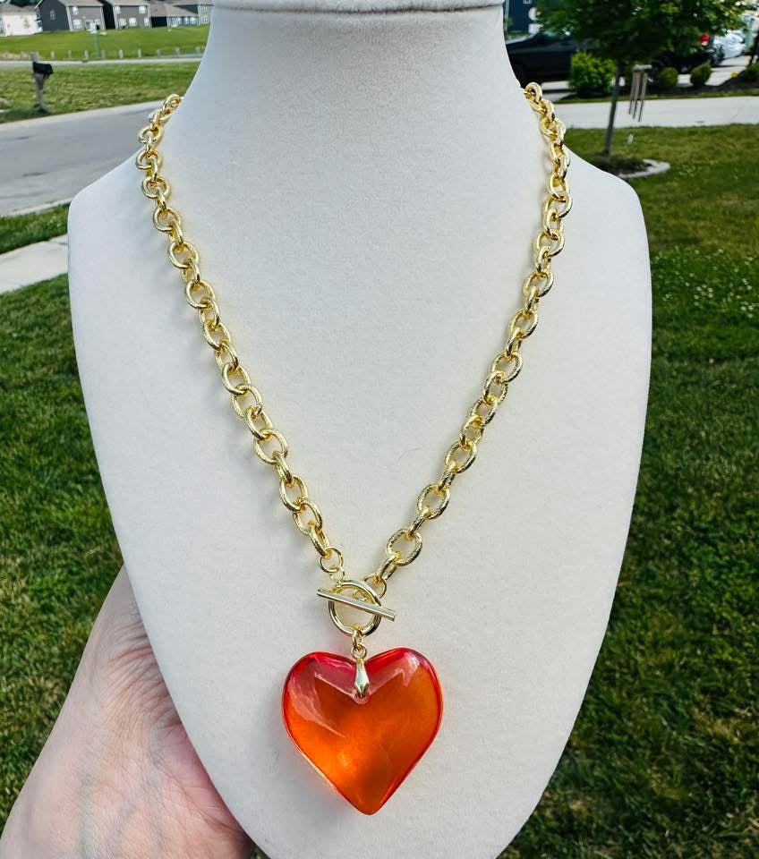 Prism Heart Toggle Necklace- 5 Colors