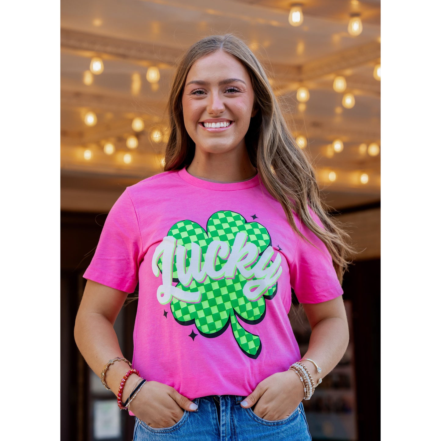 Lucky Puff Check Clover - St. Patricks Tee