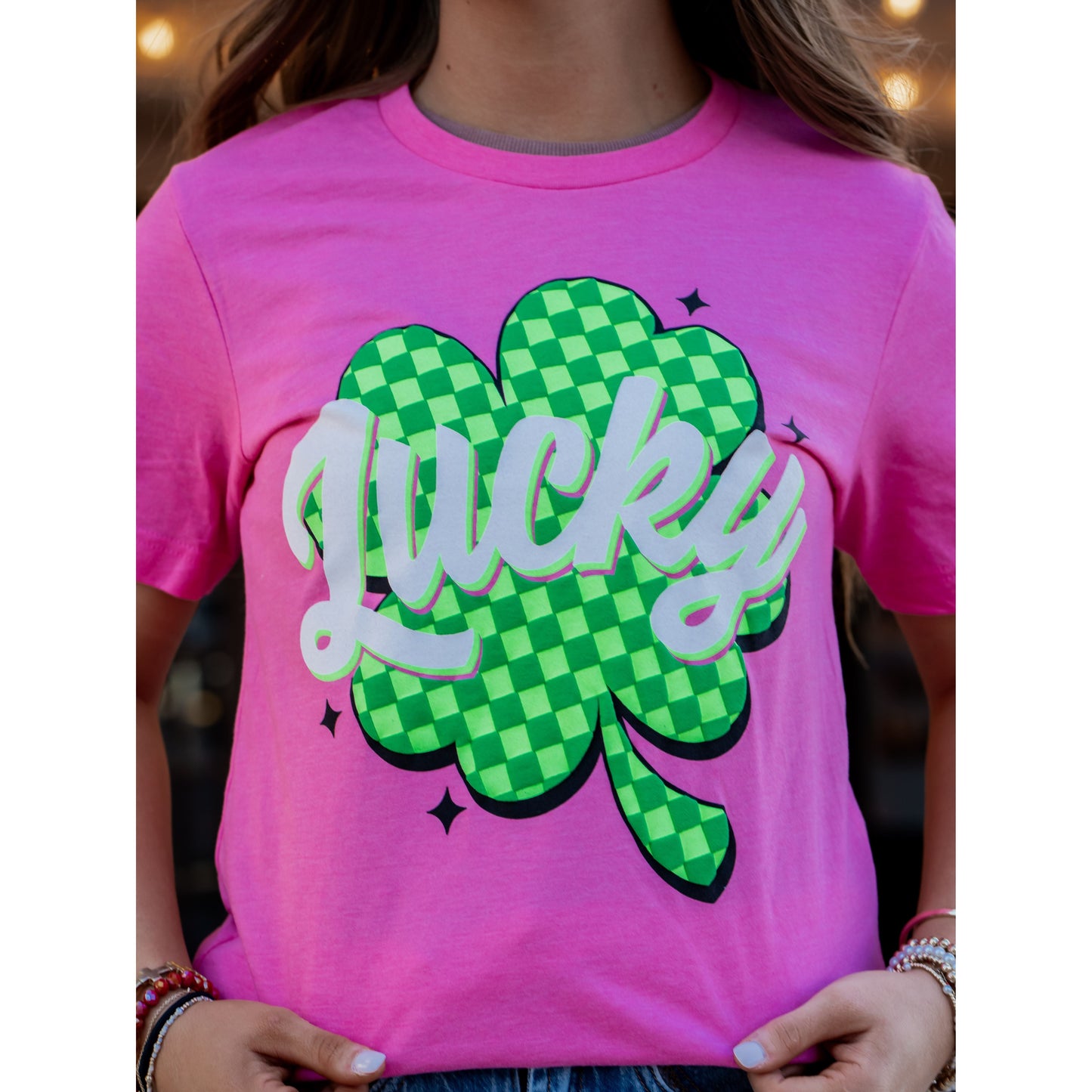 Lucky Puff Check Clover - St. Patricks Tee