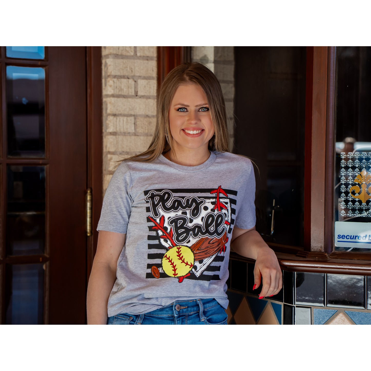 Play Ball Stripes - Softball Tee