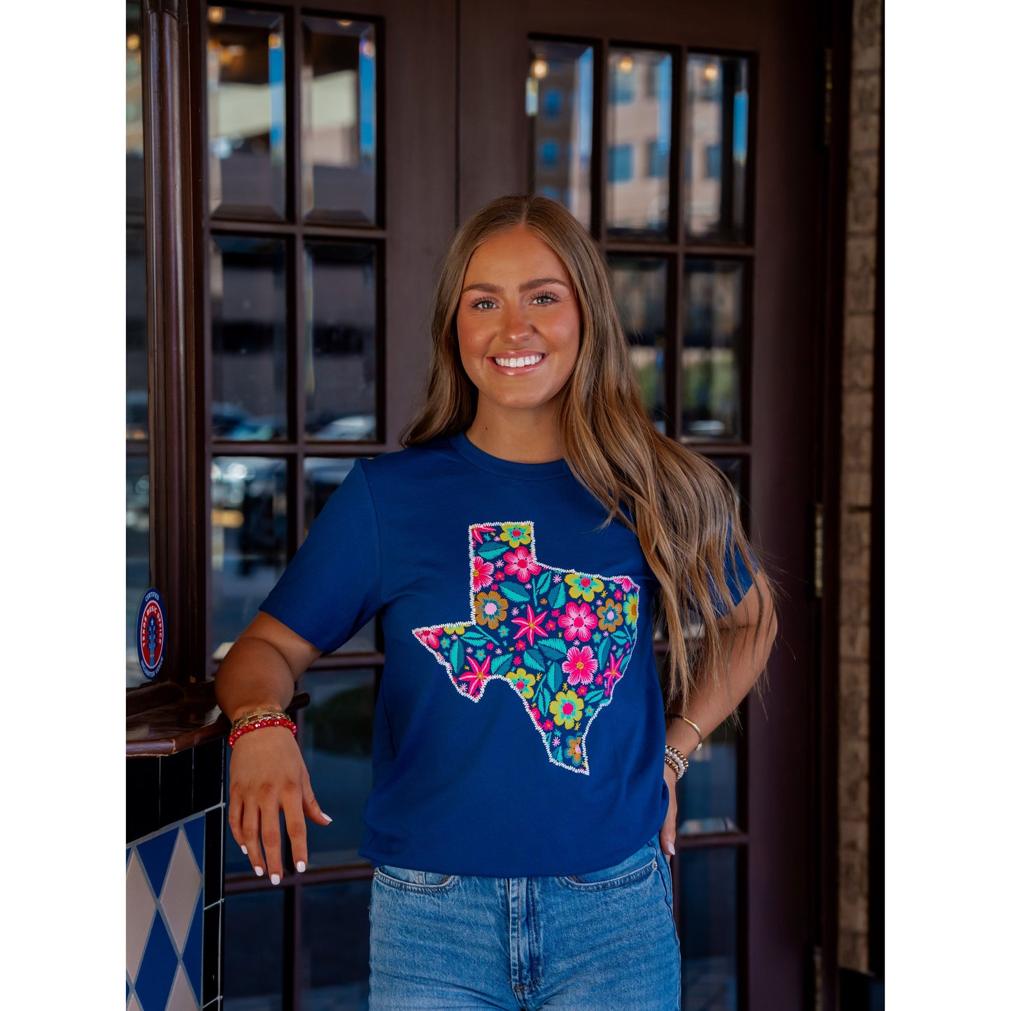 Texas Stitched Flower - Texas Tee
