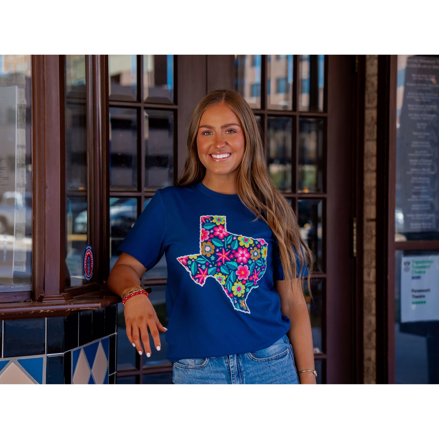 Texas Stitched Flower - Texas Tee