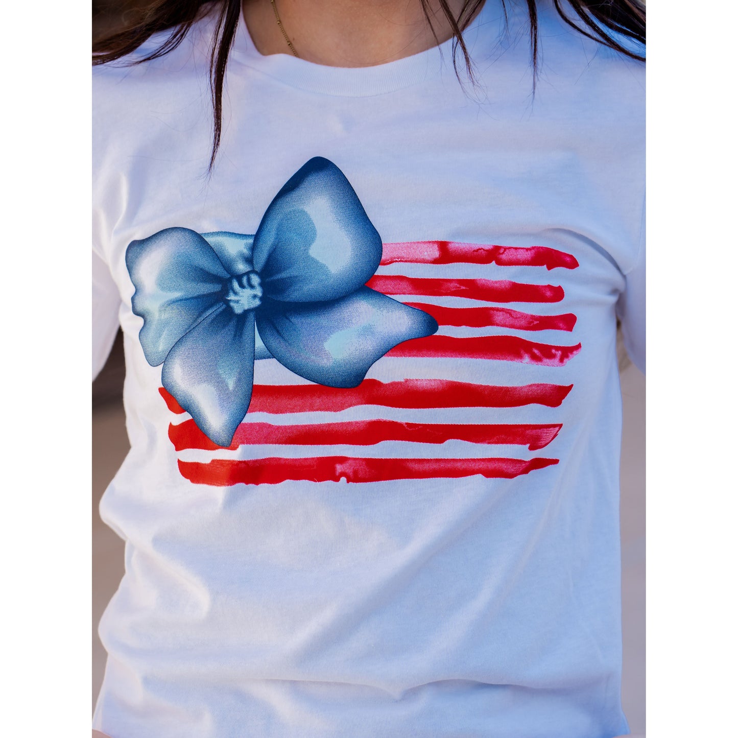 Red, White & Blue Bow Flag - Patriotic Tee