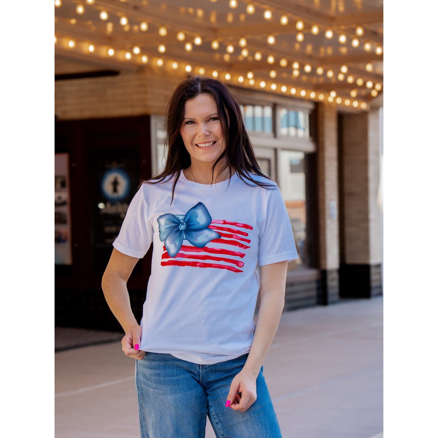 Red, White & Blue Bow Flag - Patriotic Tee