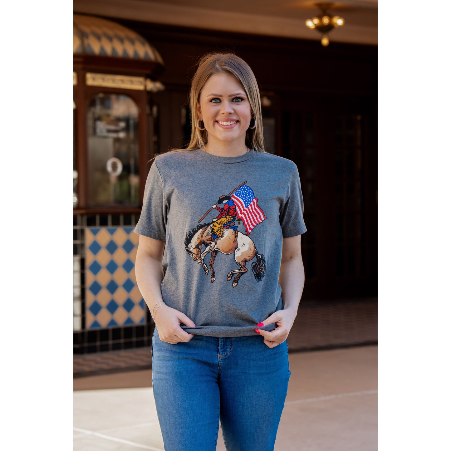 Cowboy with Flag - Patriotic Tee