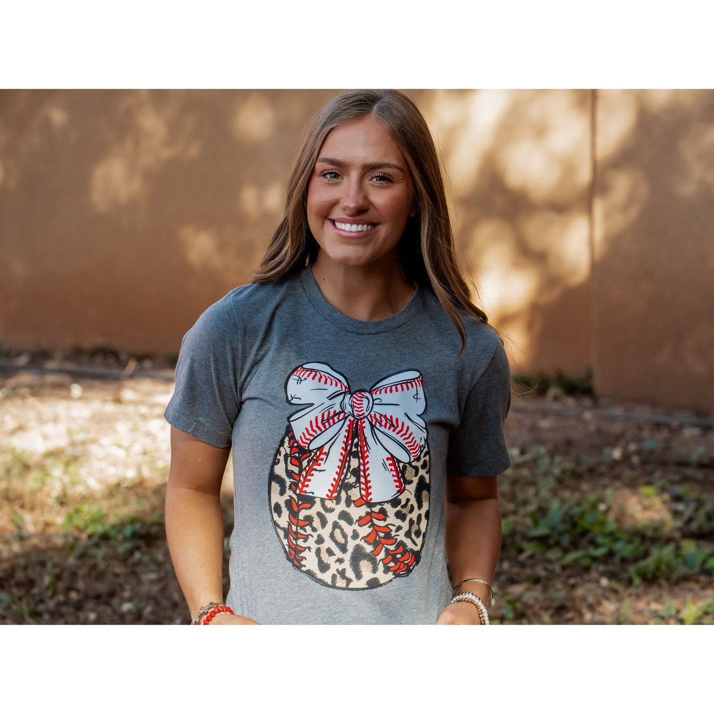 Leopard Baseball with Bow - Baseball Tee