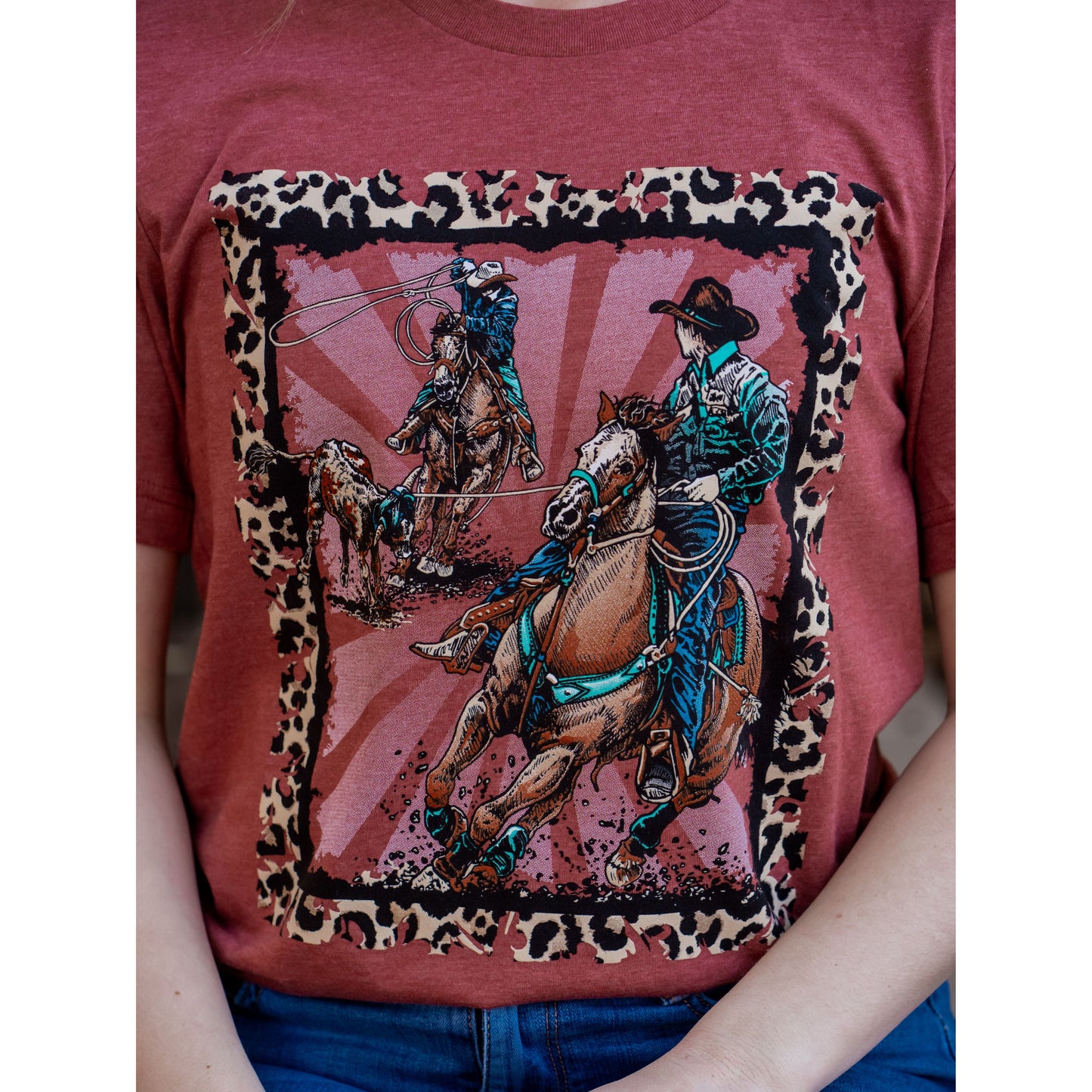 Team Roper Leopard Border - Western Tee