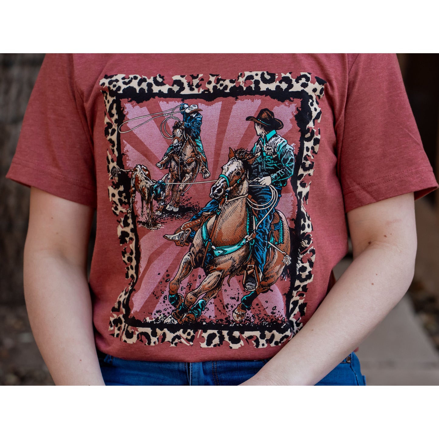 Team Roper Leopard Border - Western Tee