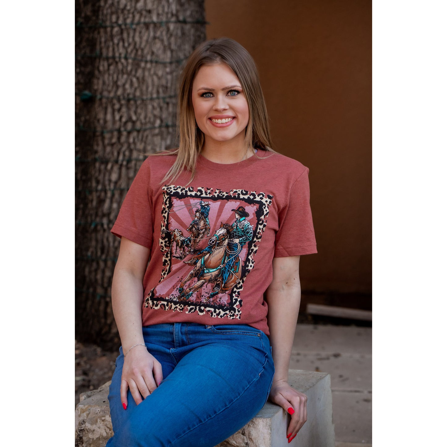 Team Roper Leopard Border - Western Tee