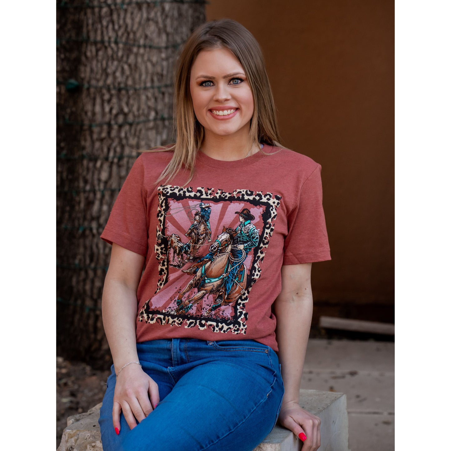 Team Roper Leopard Border - Western Tee