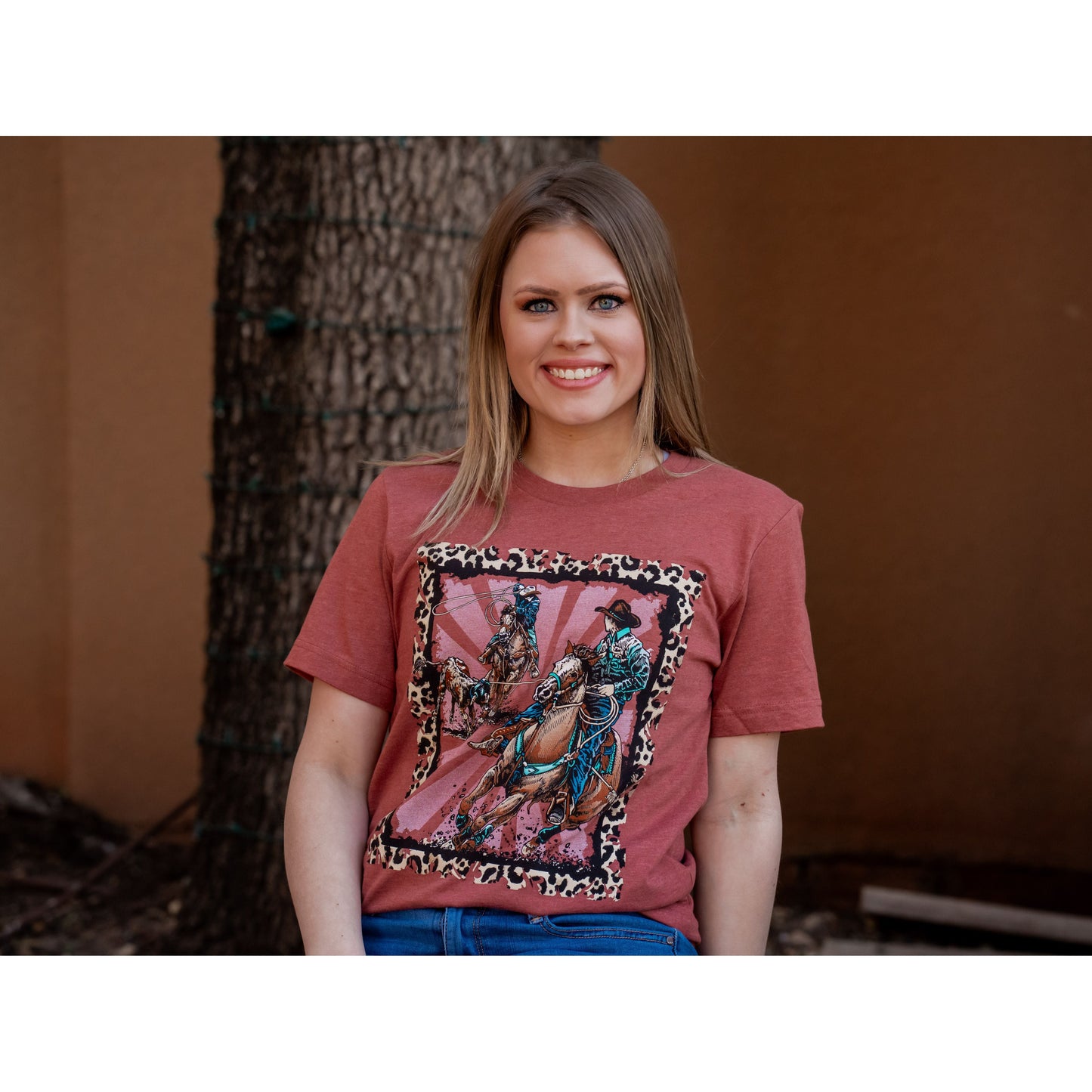 Team Roper Leopard Border - Western Tee