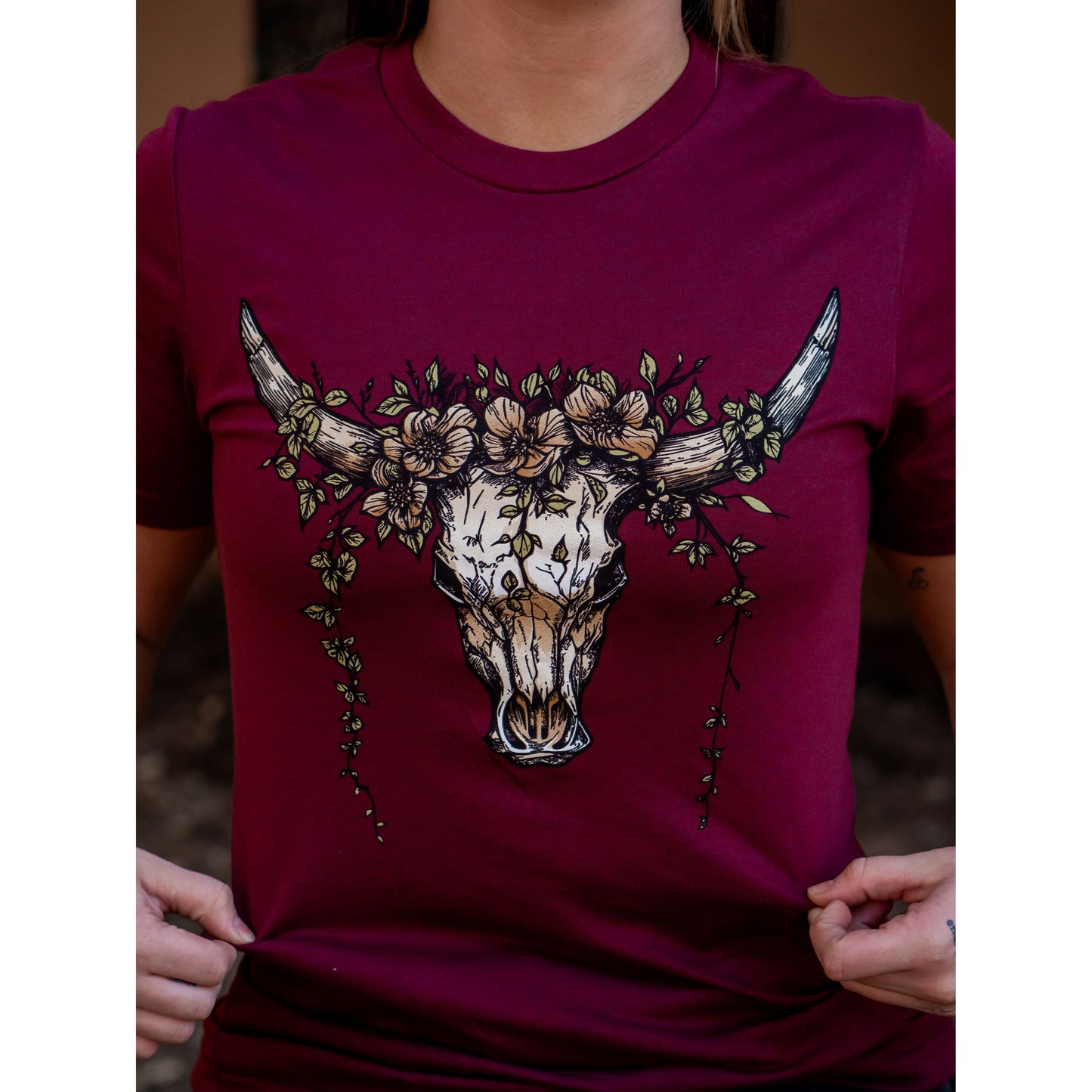 Skull with Greenery - Western Tee