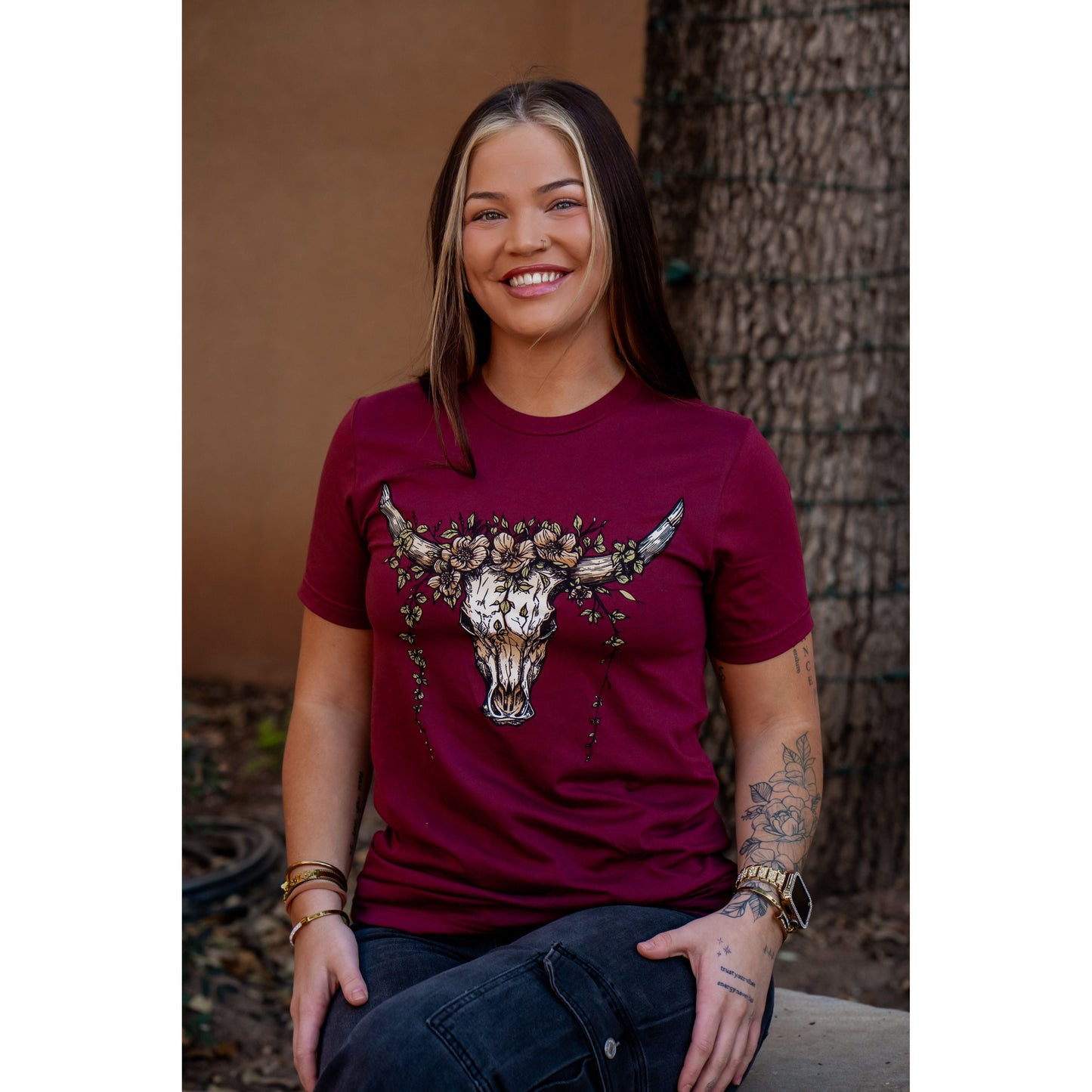 Skull with Greenery - Western Tee
