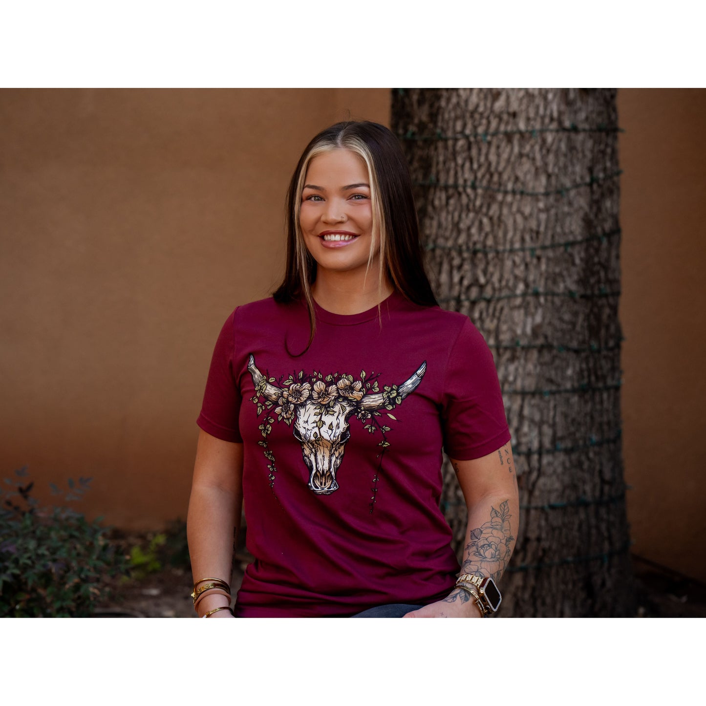 Skull with Greenery - Western Tee