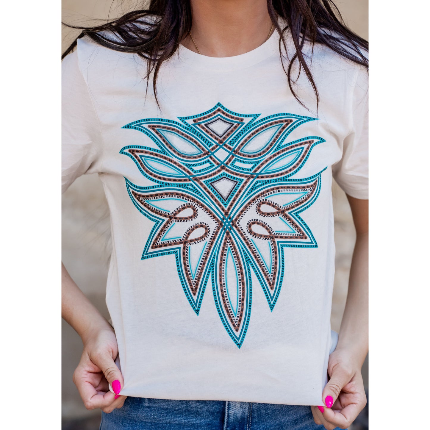 Boot Stitch on Vintage White - Western Tee