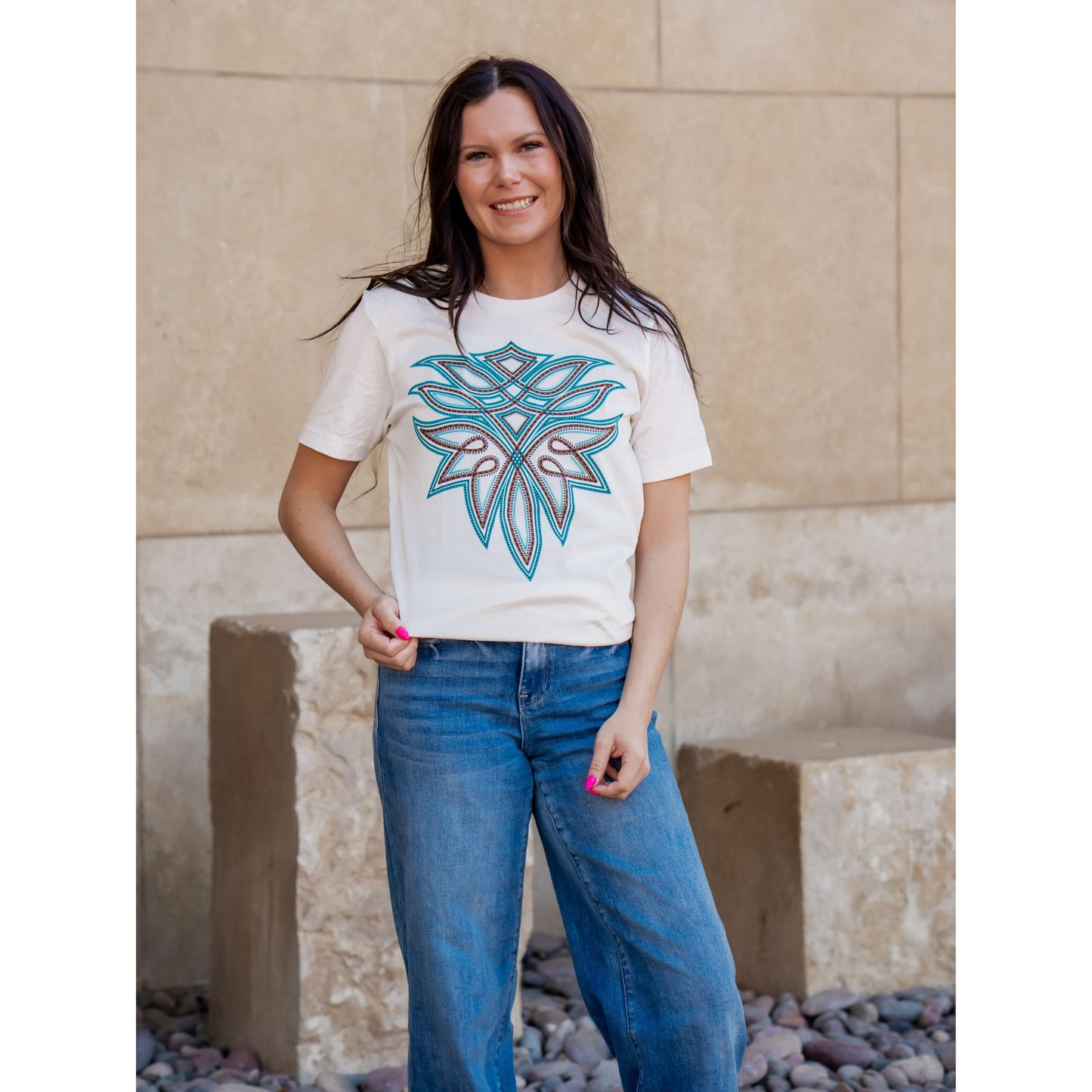 Boot Stitch on Vintage White - Western Tee
