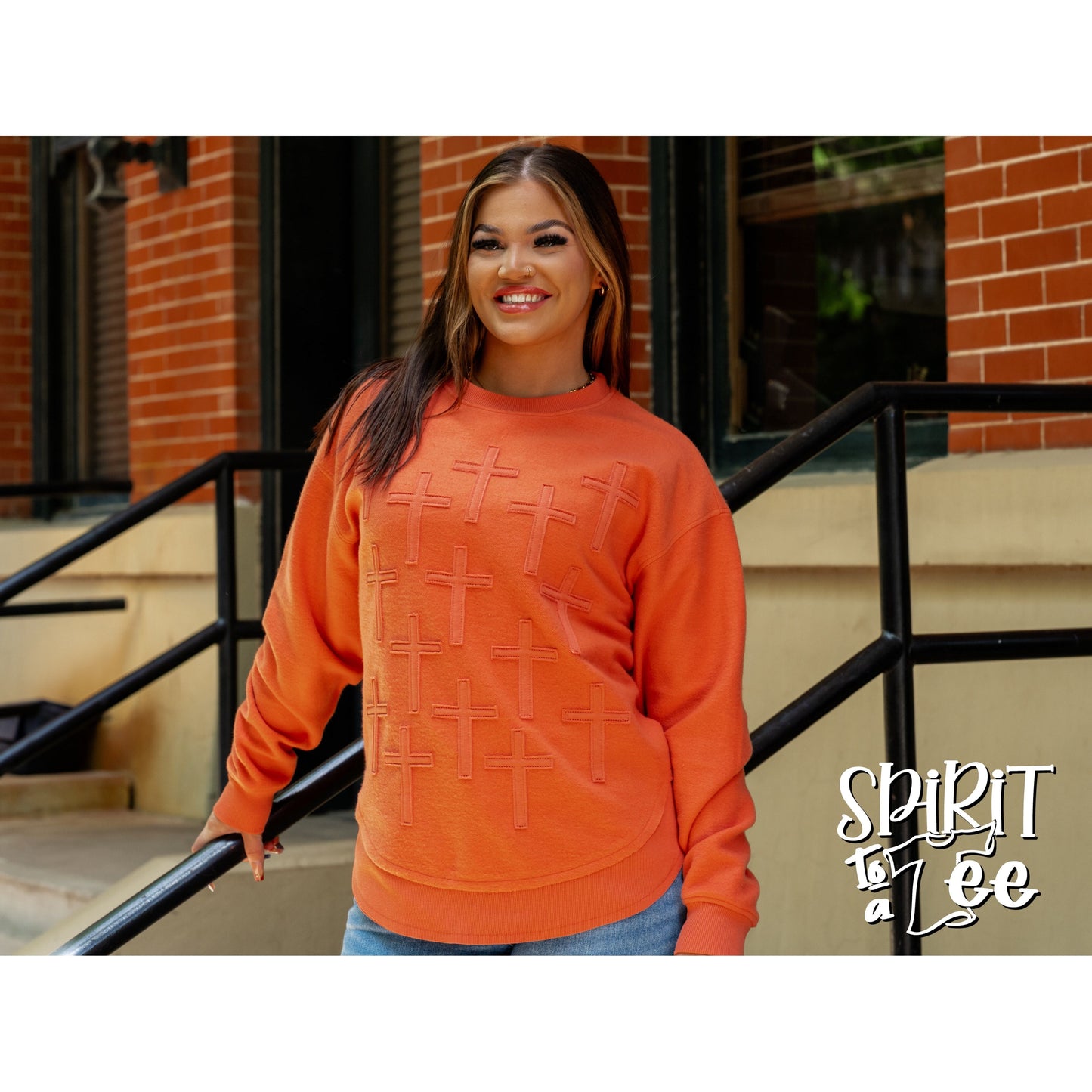 Cross Appliqued Poncho Sweatshirt - Singles