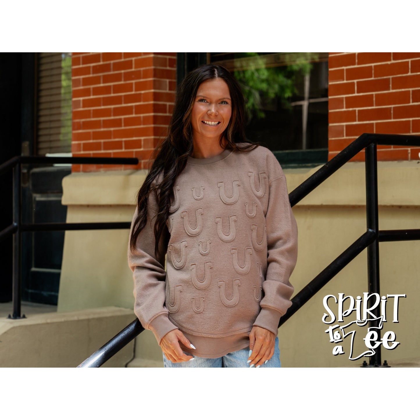 Horseshoe Appliqued Poncho Sweatshirt - Singles