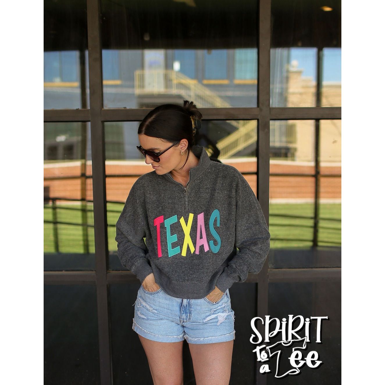 Texas Snuggle Fleece Cropped 1/4 Zip Sweatshirt - Singles