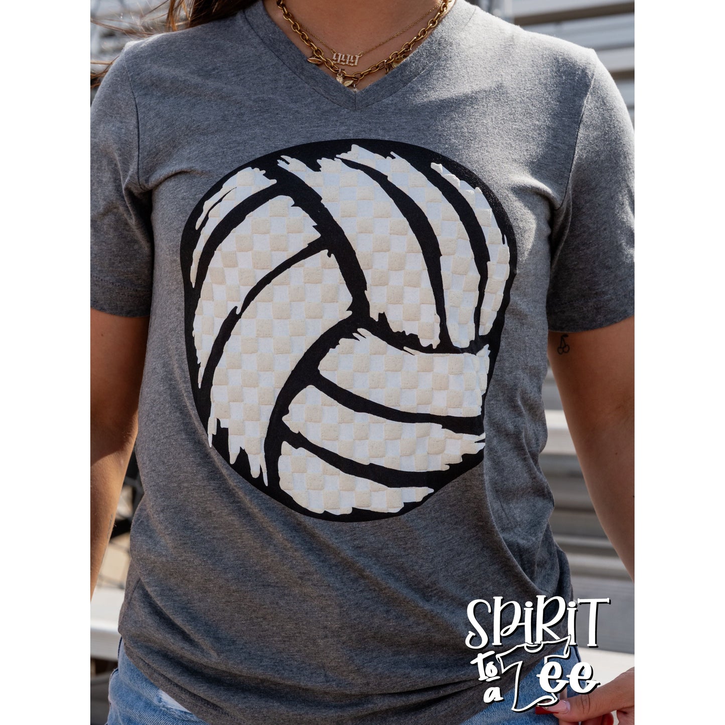 Volleyball Checkered - V-Neck Volleyball Tee