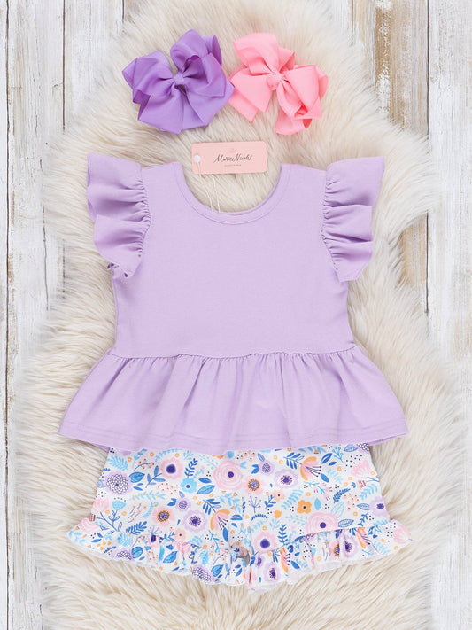 Lilac Florals Ruffle Outfit